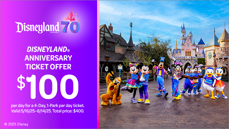 Disneyland's 70th anniversary ticket banner offer