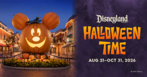 Hallowwen time graphic that links to the Disneyland ticket store